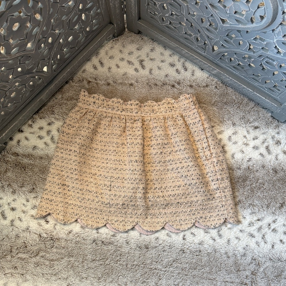 Janie and Jack sparkly tweed skirt girls size 8 scalloped glam holiday party